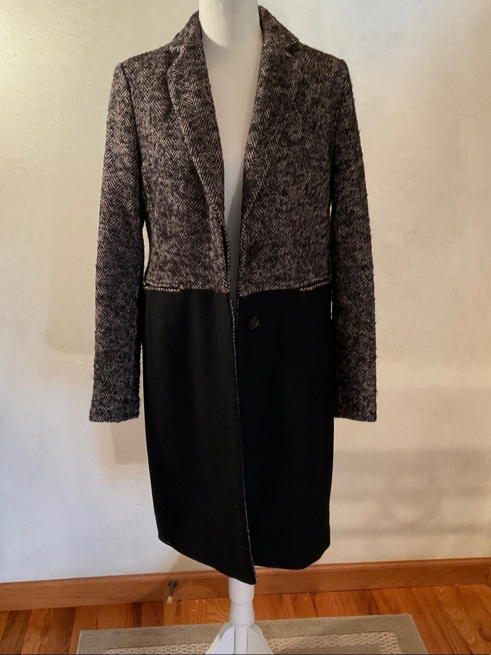 Womens Two-Tone Long Coat